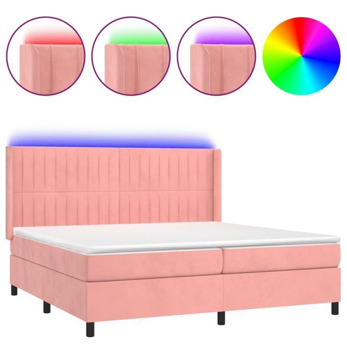 Maison Exclusive - Sommier à lattes de lit matelas et LED Rose 200x200 cm Velours