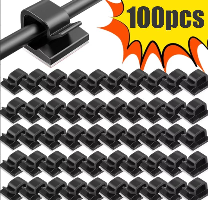 50/100PCS Cable Organizer Clips Cable Management Wire Manager Cord Holder USB Charging Data Line Bobbin Winder Wall Mounted Hook