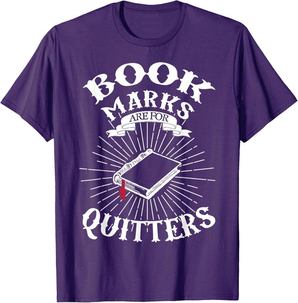 Book Marks Are For Quitters Reading Graphic TShirt Men Casual Short Sleeve Cotton Tee