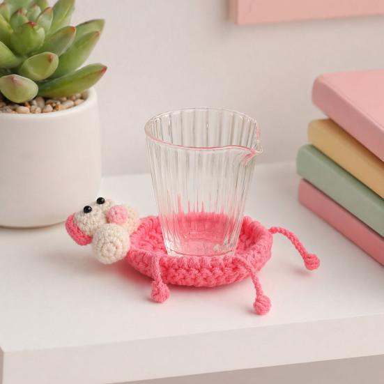 Handmade Crochet Animal Coaster Duck Coaster Decorative Heat-Resistant Knitting Mouse Drink Coffee Cup
