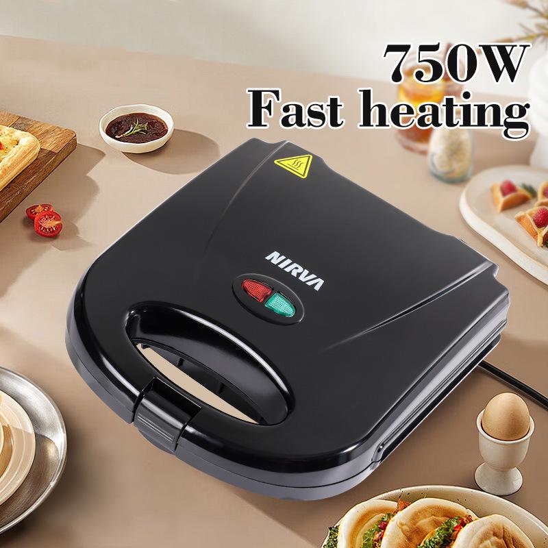 Electric Sandwich and Waffle Maker for European and American Style Breakfasts