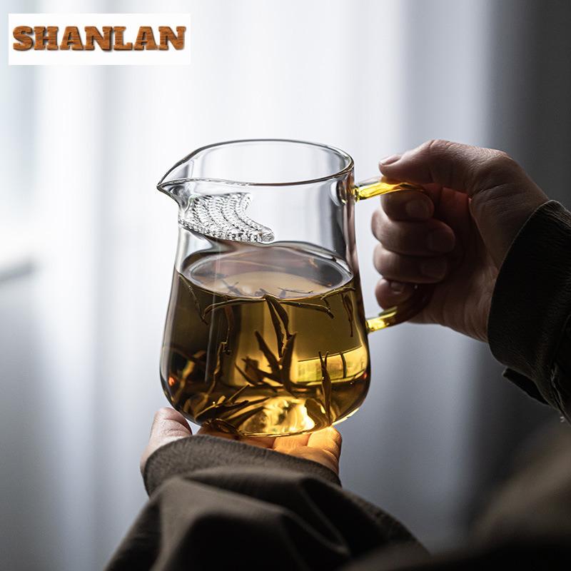 420ml Thickened Glass Fair Cup Chahai High Boron Silicon Heat Resistant Kung Fu Tea Et With Handle Filter Fair Cup Tea Separator