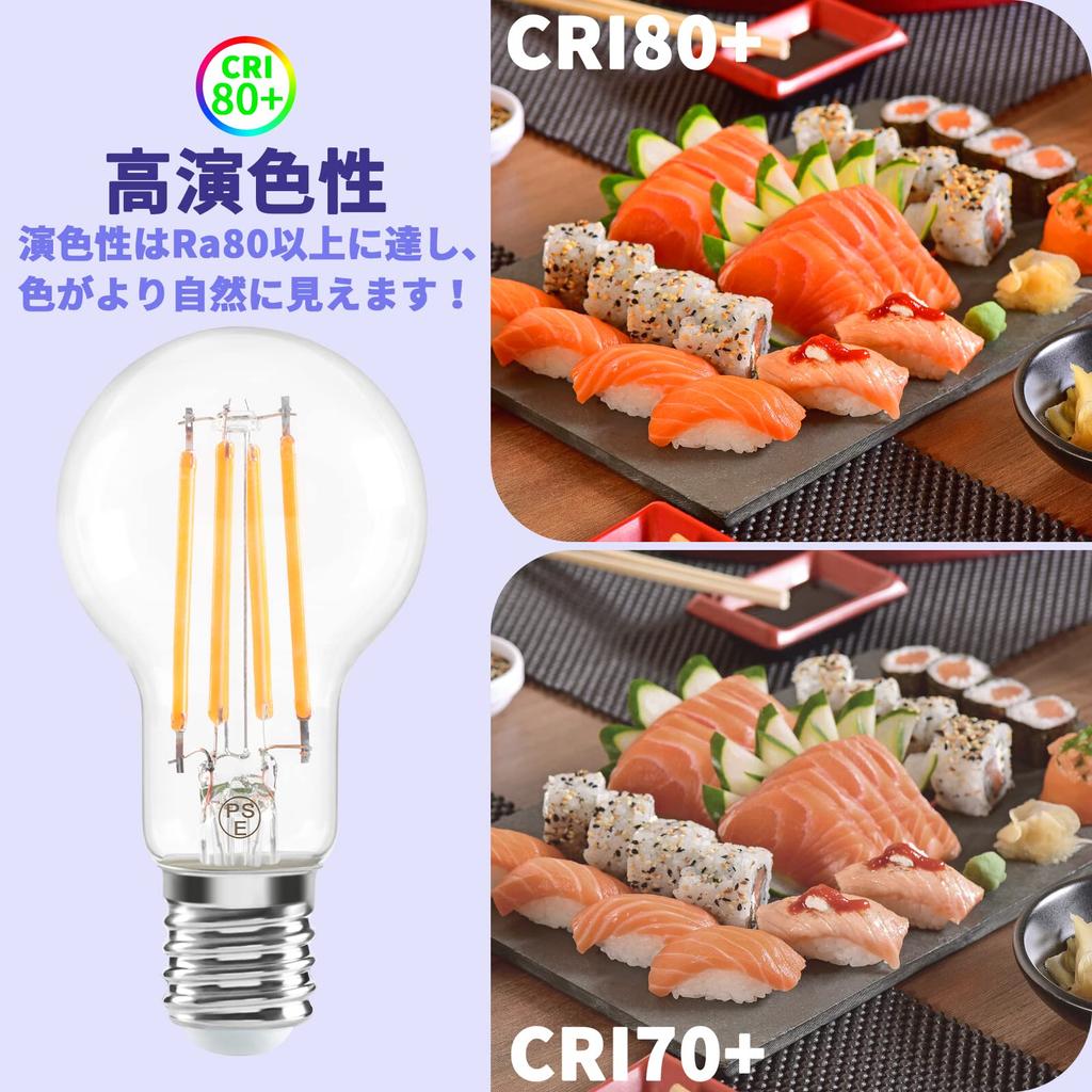 Haian Support 6-Pack A40 Filament Bulbs, E17 Base, 60W Equivalent, Mini Krypton Bulbs, 6W LED Bulbs, Warm White, 3000k, 600lm, Wide Beam,