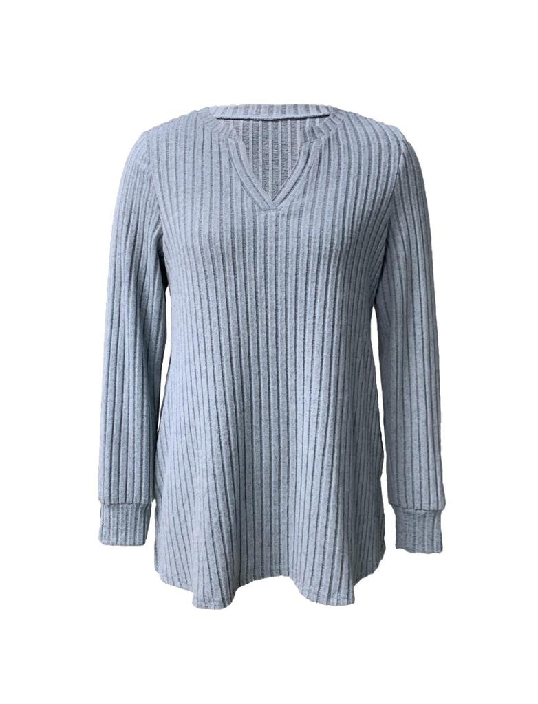 2025 Autumn/Winter Women's European Style Long Sleeve Loose Knit Top with Pockets