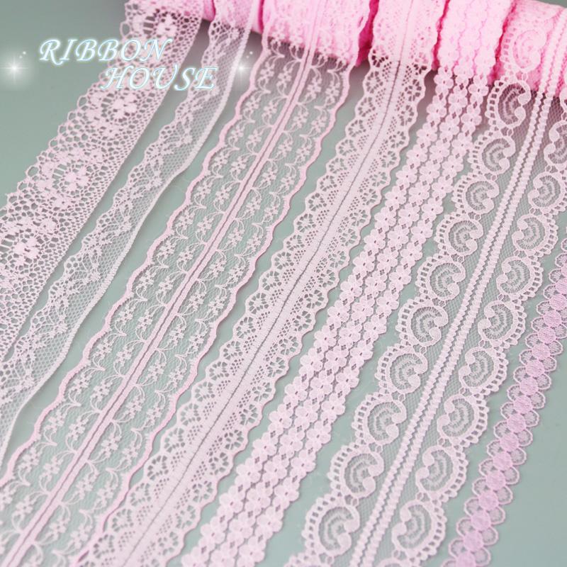 (10 Lace/lot) White Fabric Webbing Decoration Lovely Gift Packing Material Ribbons Mix