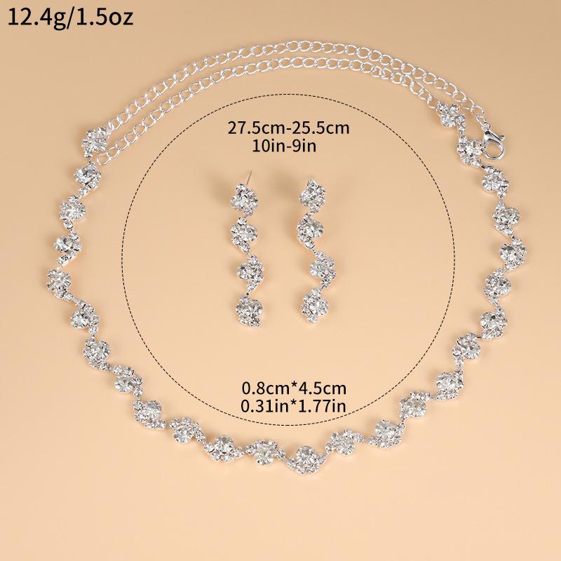 Bridal Claw Chain Jewelry Rhinestone Temperament Diamond Earrings Necklace Set Versatile