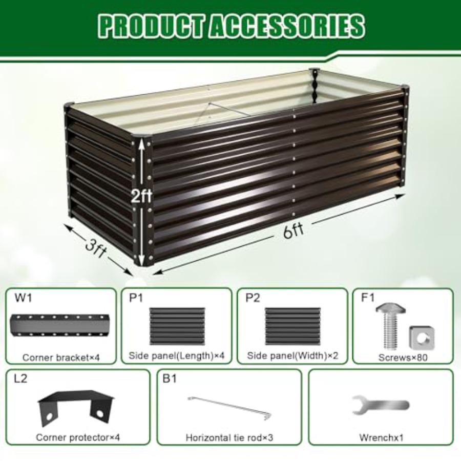 Galvanized Raised Garden Bed Kit Outdoor Patio 6x3x2ft Large Rectangular Metal Planter Boxes Deep Root Box Planter for Gardenin