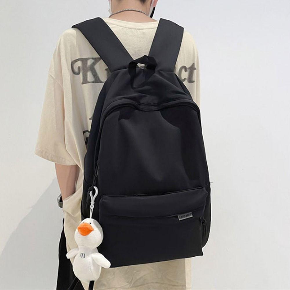 Large Capacity Backpack Casual Look Teenage Nylon Book Bag Portable Students Schoolbag School Use