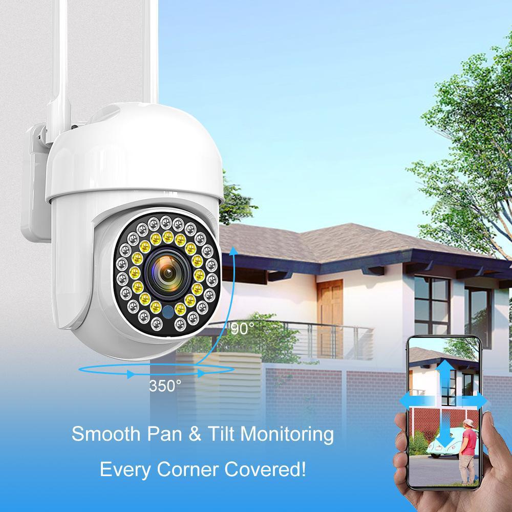 HD Smart Wireless WiFi Surveillance Camera with Dual Light, Full-Color, Waterproof, Small Ball Design for Home Monitoring