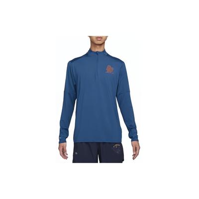 Element Running Energy Letter Stand Collar Half Zip Quick Dry Casual Long Sleeve T-Shirt Men Tops Garden-Blue FN3300-476