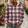 Women's Plaid Print Hooded Sweatshirt with Pockets And, Long Sleeve Casual Top