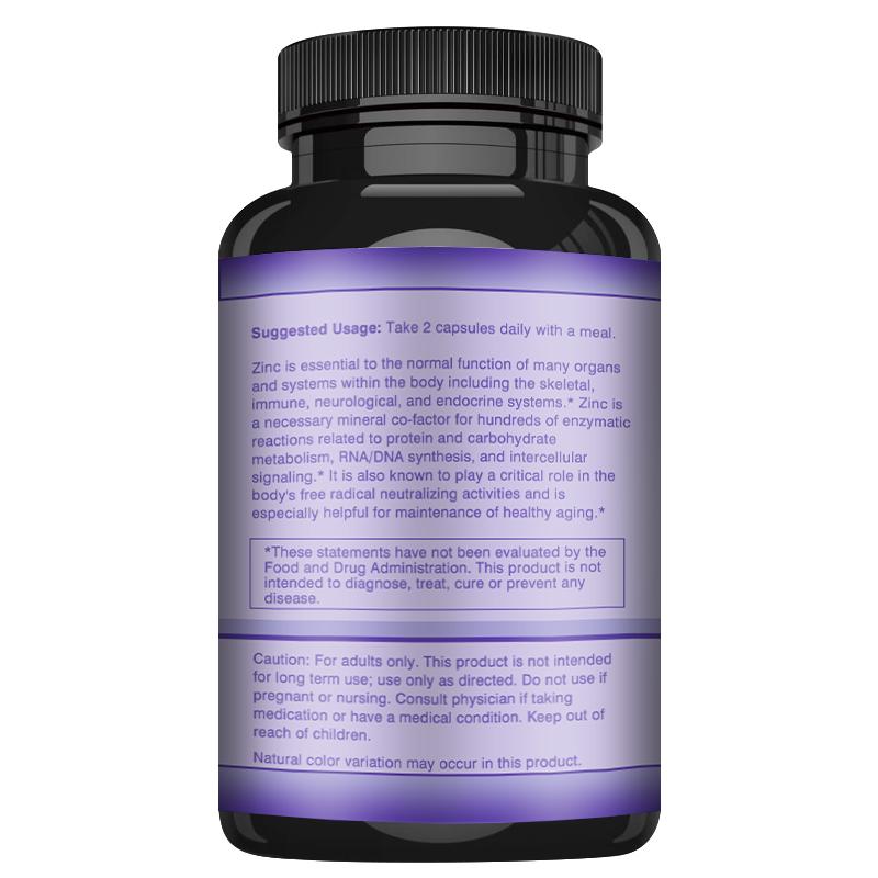 Pslalae Zinc Extract Capsules, 50 Mg Per Serving, High Purity, 120 Capsules, Suitable for Adults.