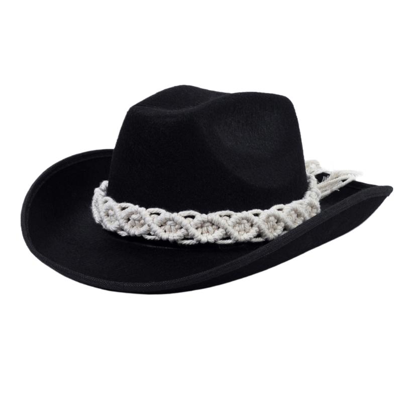 Fedoras Cowboy Hat Black Wide Brimmed Cowboy Hat Surprise Gift for Boyfriend