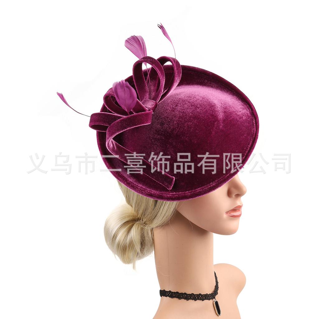 New Hot-selling European and American Exaggerated Top Hat Party Dance Christmas Headgear Velvet Dress Hair Accessories Head Flower