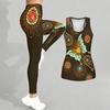 Completo Yoga con Stampa Farfalla per Donna Moda Leggings da Allenamento Fitness Sportivo Set Yoga Casual Tuta Sportiva
