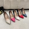 Fashion African Woman Shoe High Heels Pointed Toe 2025 Patent Leather Sexy Pump Work Dress Professional Burgundy Spikes Latest Beige Cro
