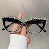 2 Pairs Vintage Cat Eye Glasses with Rhinestones Women Stylish Blue Light Blocking Optical Frames Trendy Design Decor Eyeglasses