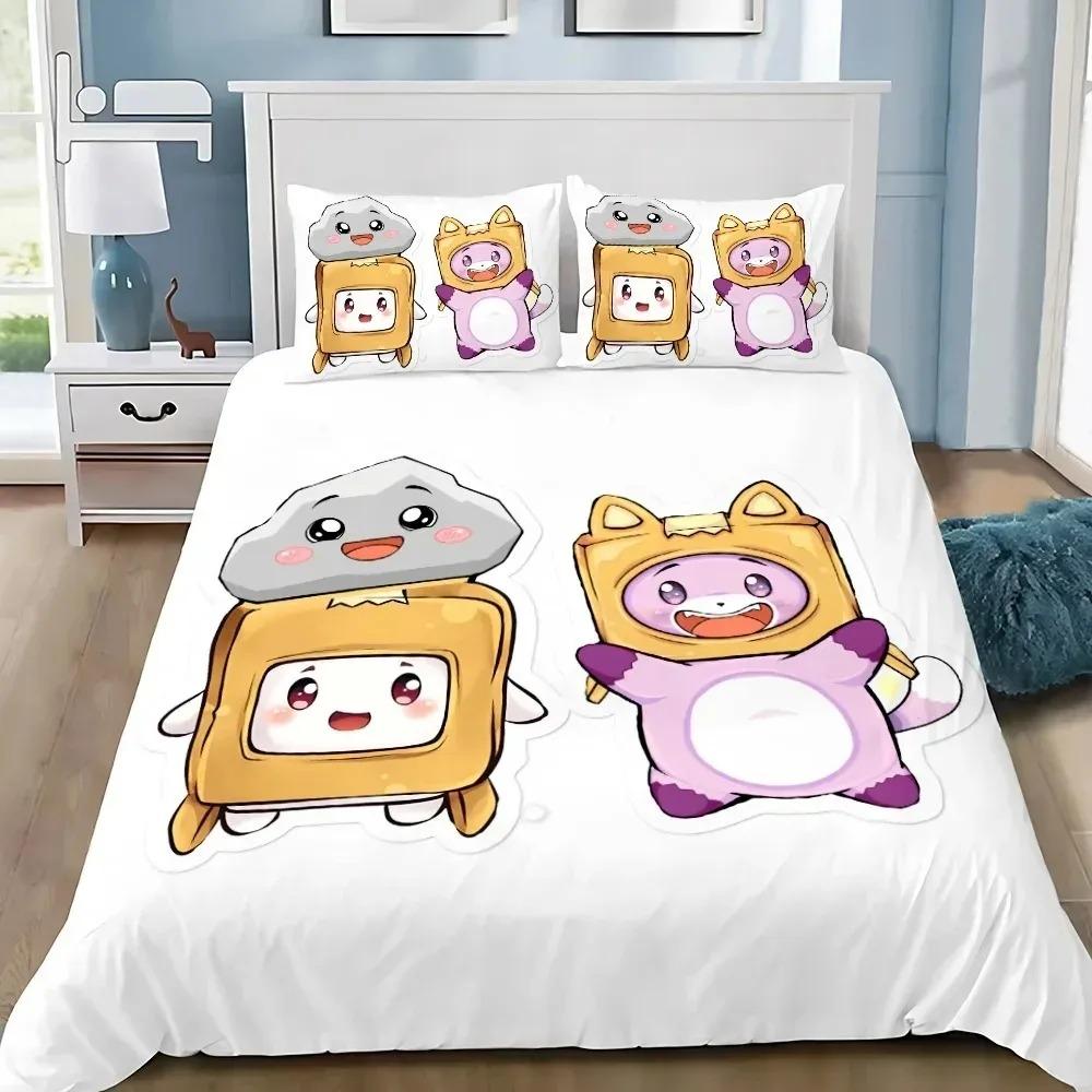 Täcke Utsökt 3D Rävig Boxig Tapet Lankybox Digitaltryck Sängkläder Set Täcke Säng Vuxen Flickor Pojkar Gåva