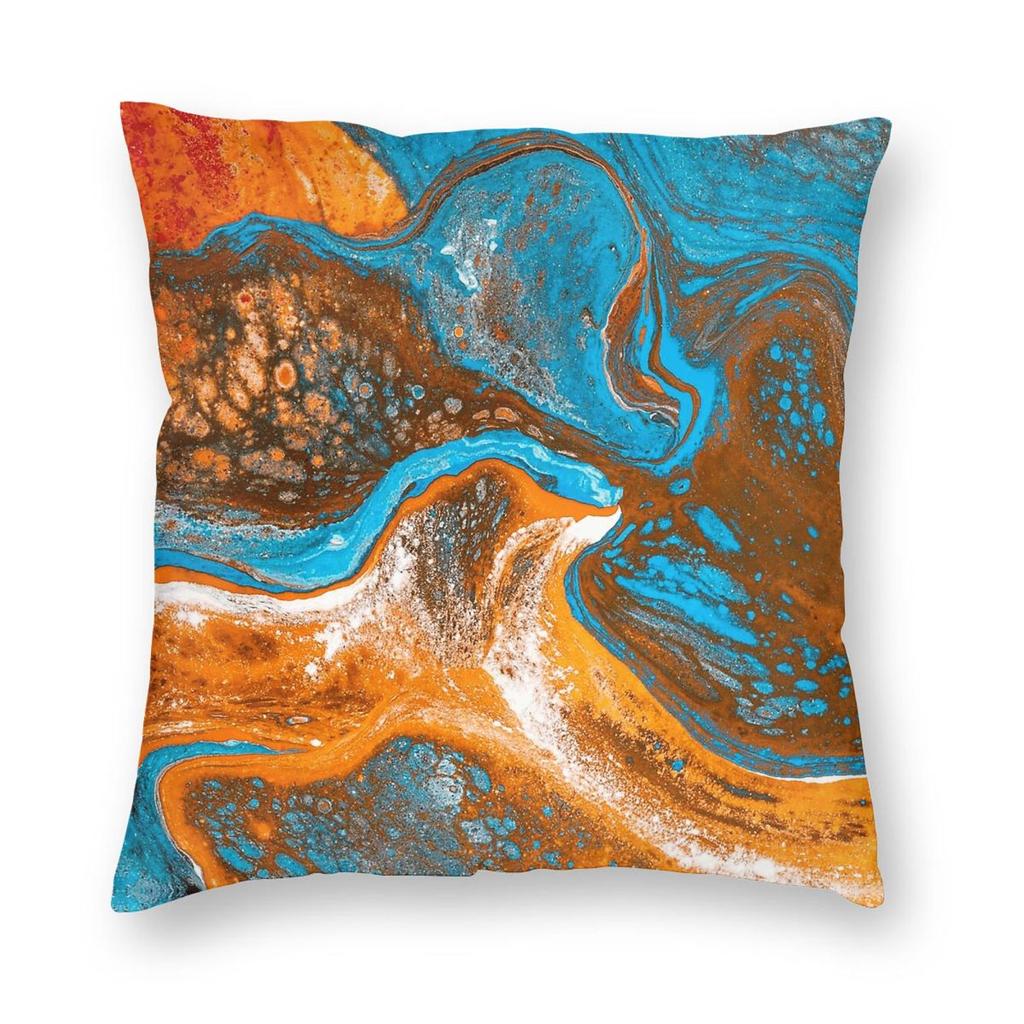 Orange Blue Bronze Stone Square Pillowcase Polyester Linen Velvet Pattern Zip Decor Throw Pillow Case Home Cushion Cover