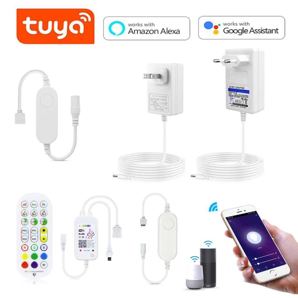 Tuya Smart Life WiFi Controller for LED Strip Light,Single Color/RGB Controller DC12V 2A/3A Power Adapter EU Plug/US Plug