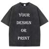 Unisex Cotton Washed Tshirt Customized Printed T Shirt Harajuku Top DIY Your Like Photo or Logo Tshirt Fashion Custom Top