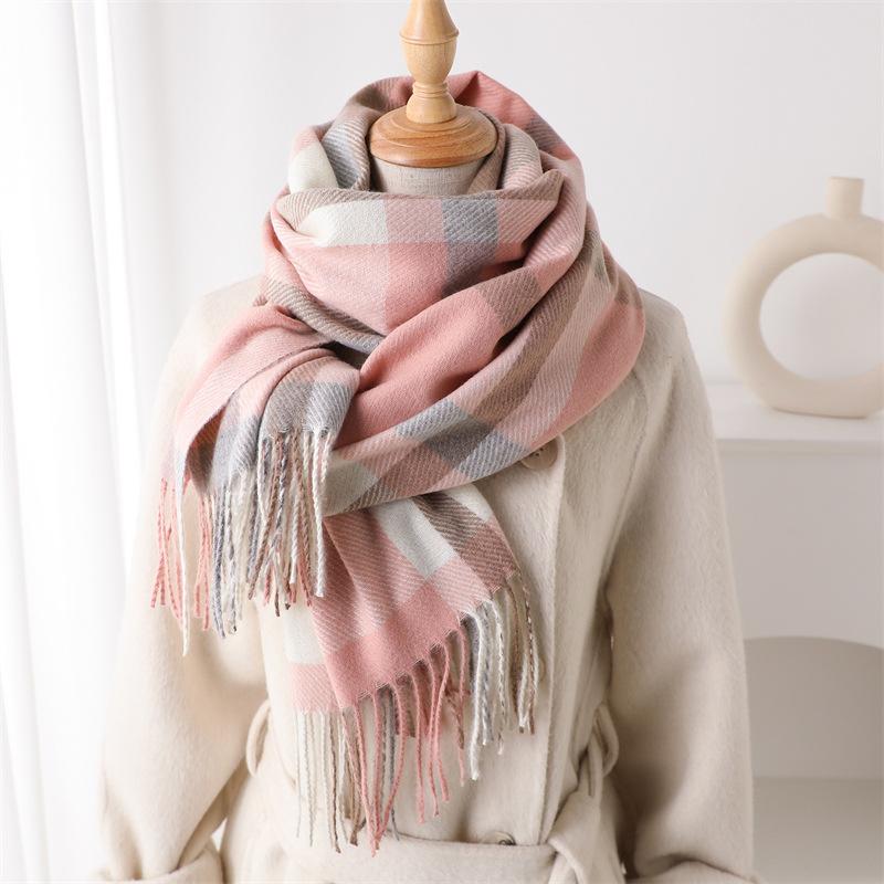 

Korean Simple Elegant Cashmere Warm Shawl Scarf Classic Autumn Winter Fashion Versatile Soft Tassel Warp Bufanda For Men Women 200x62cm