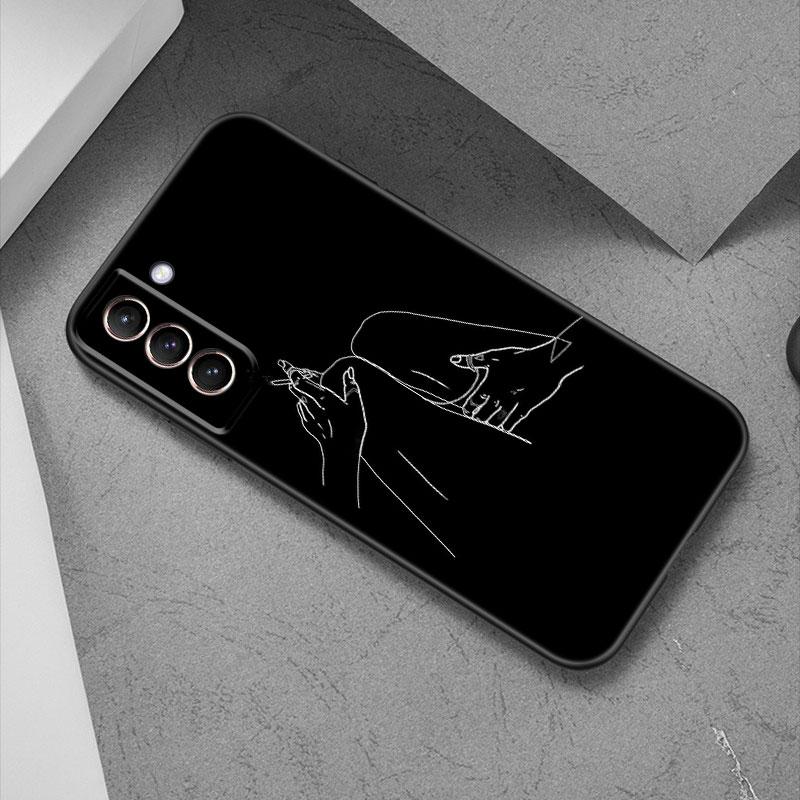 Simple Line Art Phone Case For Samsung Galaxy S22 Pro S21 S20 Ultra FE S10 Lite 5G S10E S9 S8 Plus Soft TPU Black Cover
