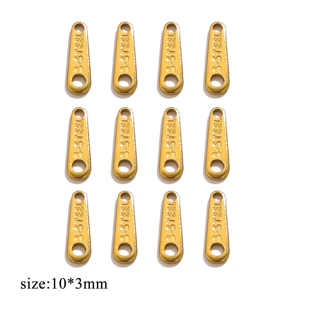 100pcs Stainless Steel Tail Chain Tag Real Gold Electroplated Small Pendant Accessories for Jewelry Making DIY Charms