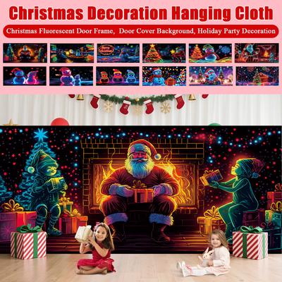 Christmas Fluorescent Door Frame, Door Cover Background, Holiday Party Decoration, Christmas Decoration Hanging Cloth