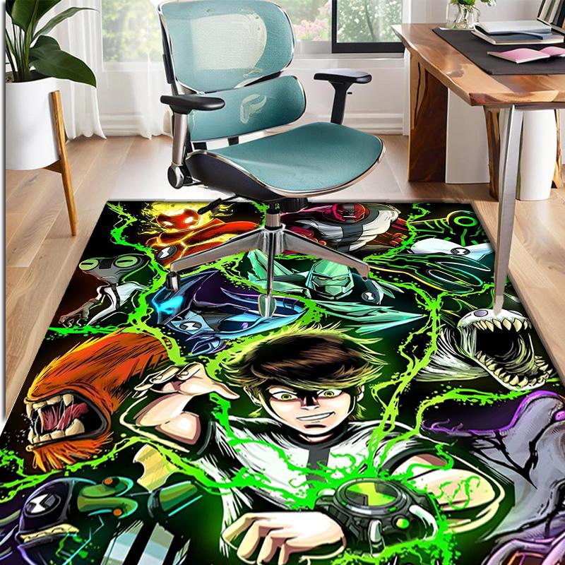 Ben 10 Cartoon Pattern Rug, Indoor/Outdoor Mat, for Picnic, Gameroom, Bedroom, Office, Living Room, Home Decor Carpet, Birthday Gift