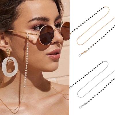 Metal Sunglasses Chain Straps Lanyards  Black White Bead Chain Splicing Style Thin Chain Glasses Hanging Rope Holder Cord Lanyard