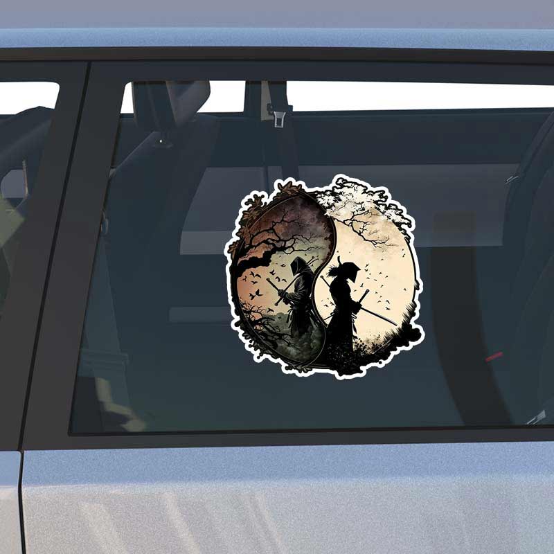 Para Samurai Yin Yang Estilo Japonés Tinta Ronin Pegatina de Coche Impermeable Dibujos Animados Pegatinas de Personalidad Decoración Resistente a los Arañazos SH1220