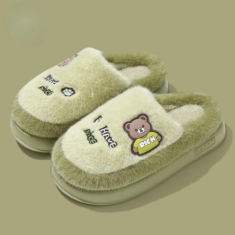 Cotton Slippers Indoor Home Non-slip Thick-soled Warm Plush Cute Cartoon Cotton Slippers