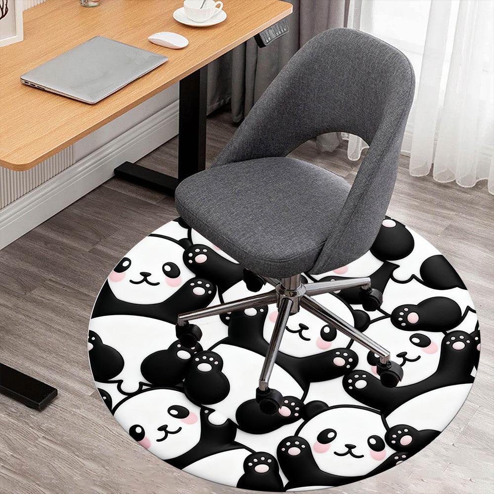 1pc Panda Cute Round Chair Mat Office Area Rug - Non-Slip, Floor Mat for Office, Bedroom, Ideal Home Decor Gift P0105041