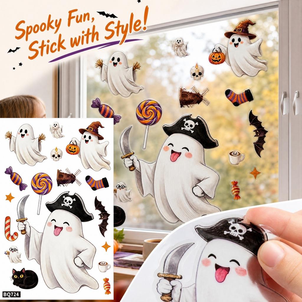 Halloween Window Clings Pumpkin and Stickers Static Cling for Glass Decor