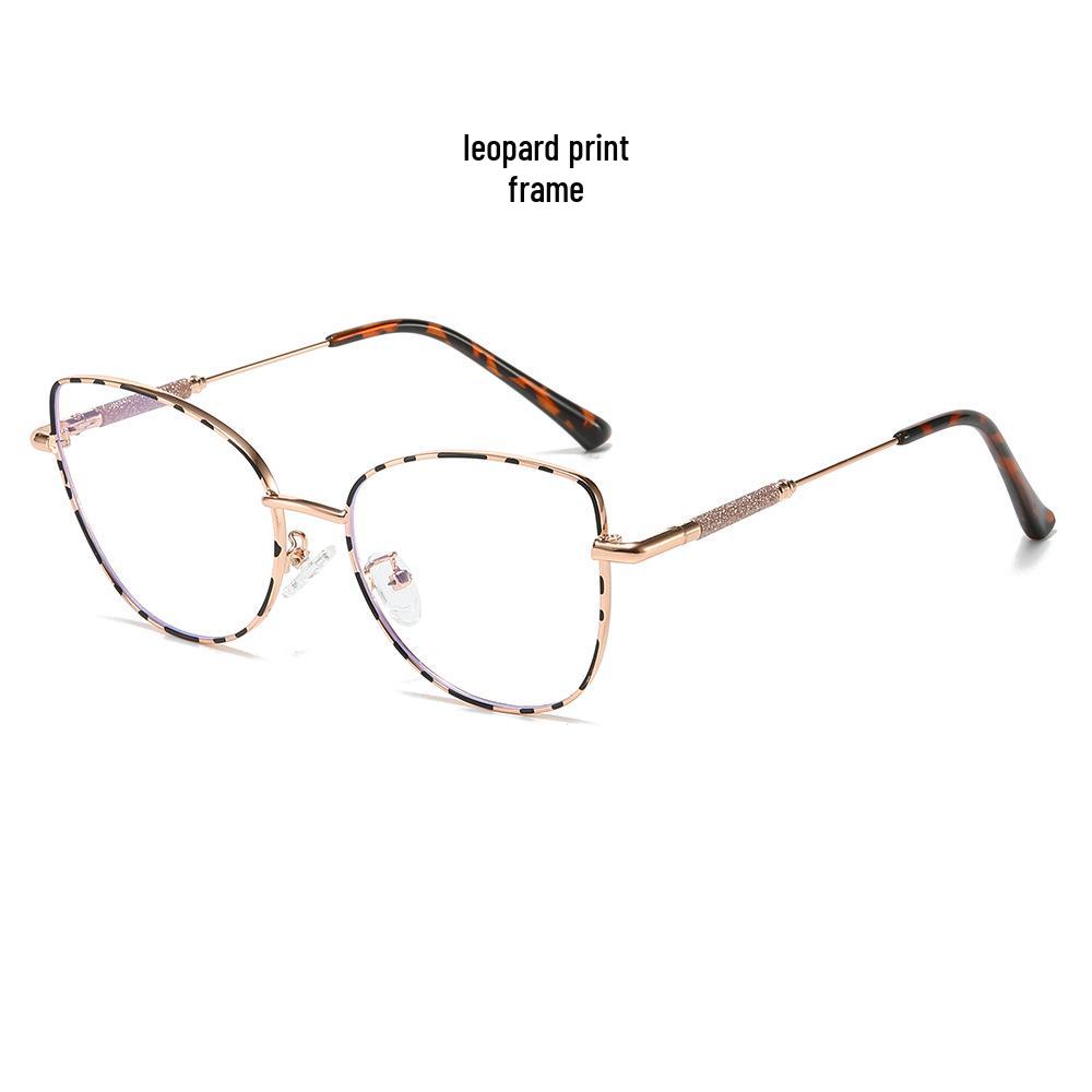 Color-Changing Anti-Blue Light Retro Cat Eye Glasses with Metal Optical Lenses Anti-Blue Light леопардовый