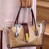 2025 woven bag new Japanese transparent jelly bag tote bag trendy fashion handbag casual shoulder messenger bag