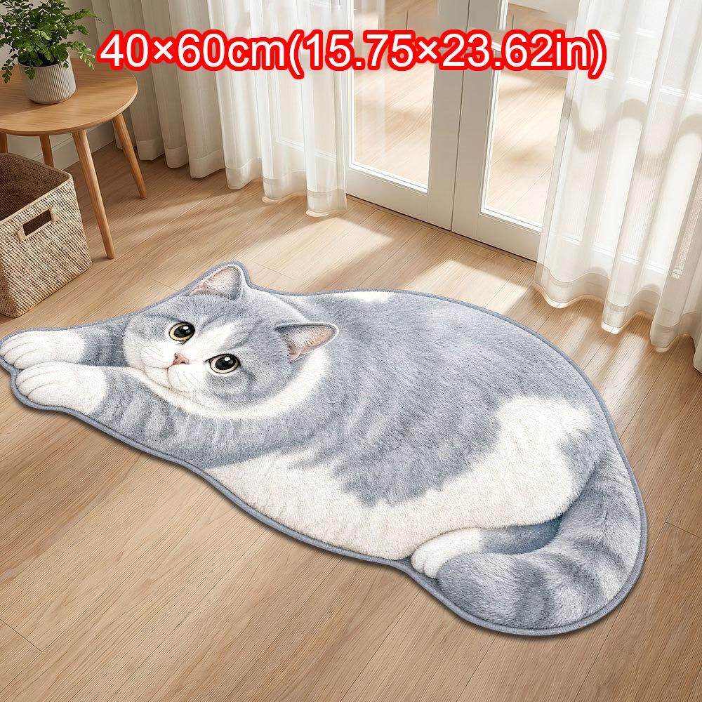 Decorative Rug Cat Shaped Rug Special-shaped Animal Door Mat Cute Cat Floor Mat Home Decor