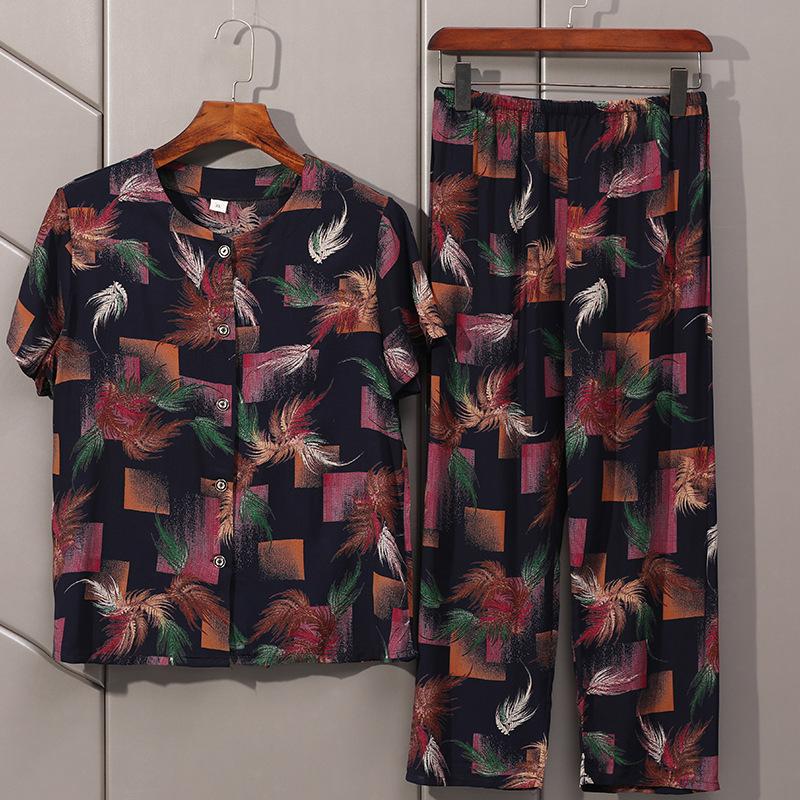 Women's Pajamas Short Sleeve Long Pants Loungewear Button Cardigan Set