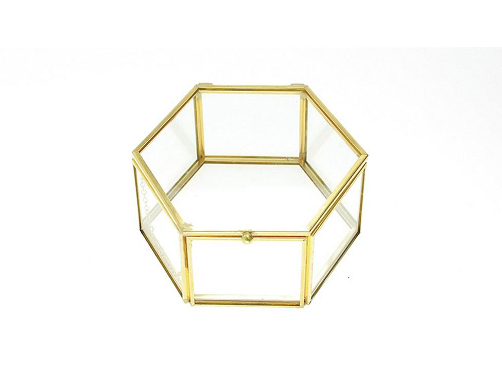 Hexagonal Engagement & Wedding Ring Box - Transparent Glass Jewelry Storage Gift Box