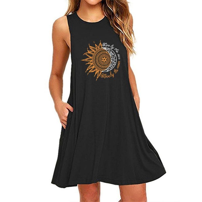 IHUASU Fashion Summer Spring Sleeveless V-Neck Casual Dresses