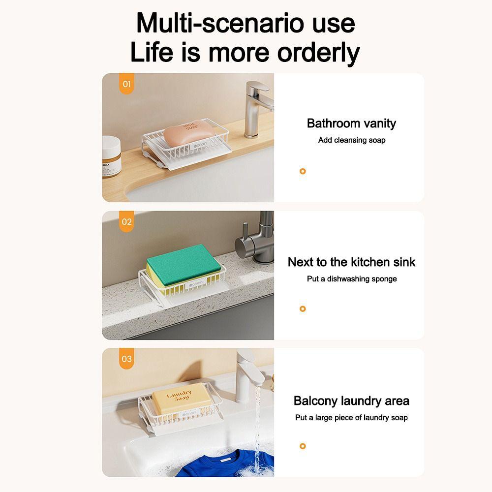 New Portable Soap Dish Multifunctional Home Bathroom Accessories Soap Rack Soap Storage Rack Carbon Steel Drain Box
