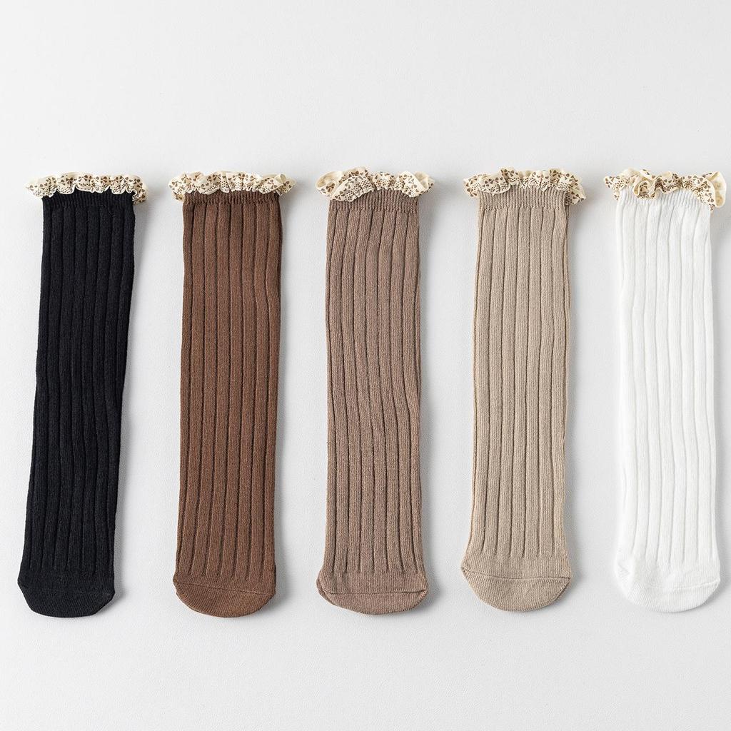 Warme Baby Baumwollsocken Frühling Herbst Rüschen Kniestrümpfe Prinzessin Kinder Strick Lange Strümpfe Kinder Lange Socke