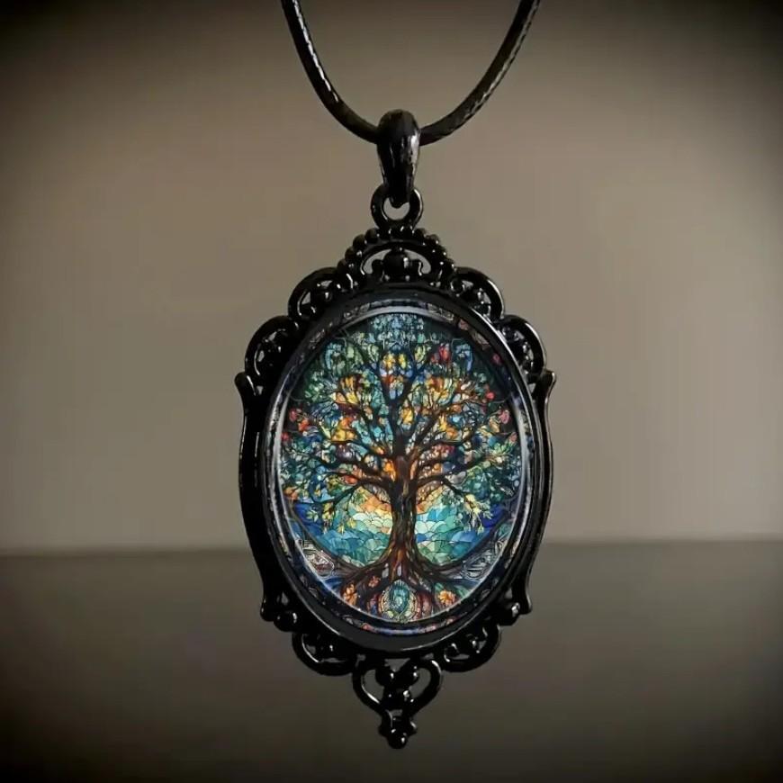 Retro Gothic Crow Cross Witch Halloween Pendant Necklace European and American Accessories