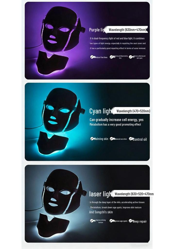LED Spectrum Facial Care Mask with Neck Beauty Treatment