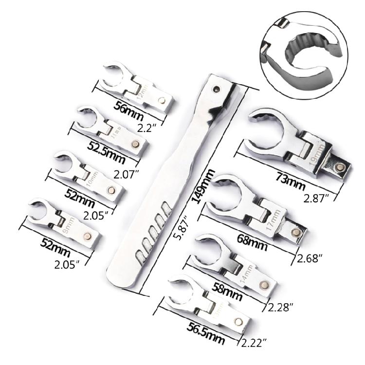Replaceable Tubing Wrench Set for Car Truck Large-scale Equipment High Hardness