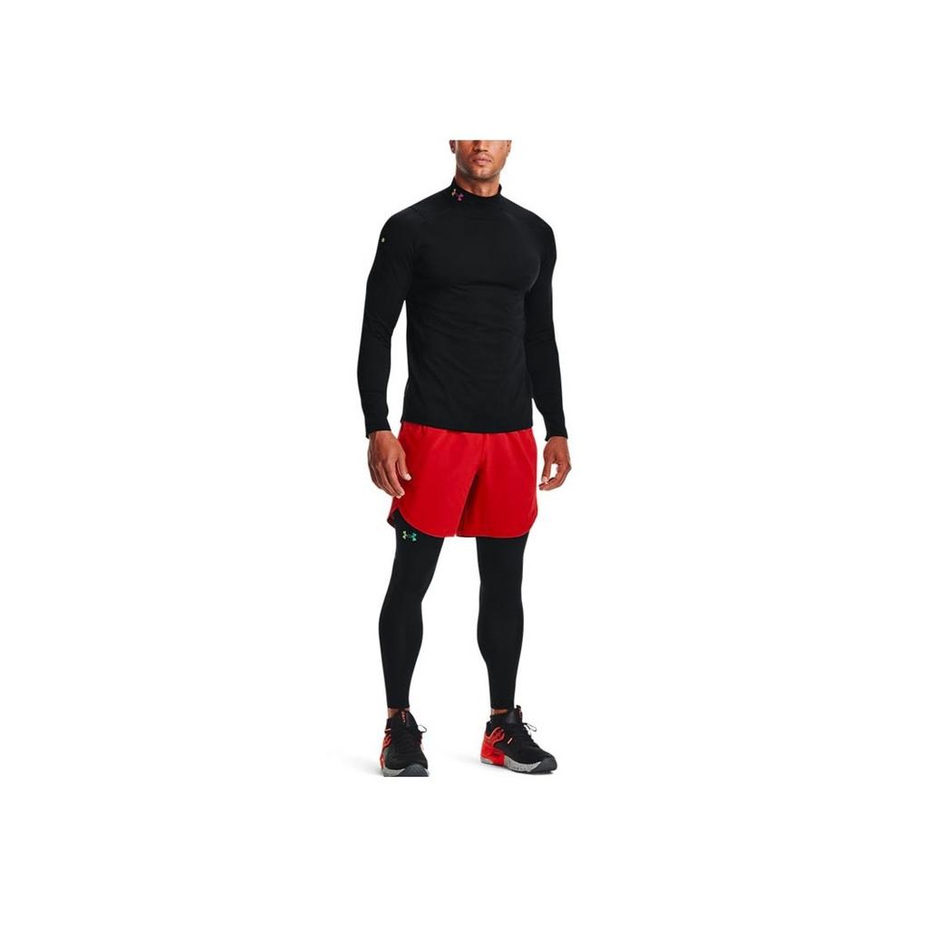 Under Armour Rush Series Solid High Collar Sports T-Shirt Men Tops Black 1366059-001