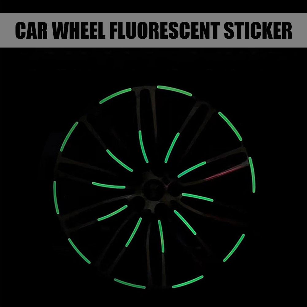 Car Wheel Fluorescent Sticker Car Tire Rim Reflective Decoration Strips Luminous Sticker For Car Wheel Hub Night Driving