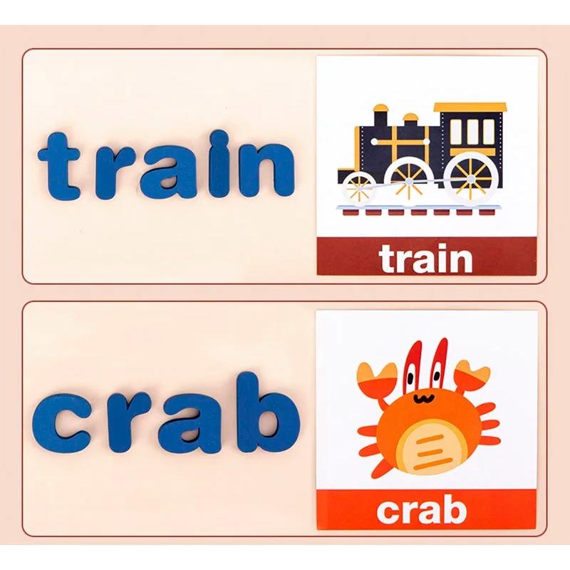 Montessori Wooden Spell Word Toy Letter Cognitive Spelling Games Early Learning Educational Toys for Children Kids