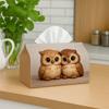 2D Flat 1pc Cute Cartoon Animal Tissue Box - Owl Pair Soft Brown Modern Design, Perfect for Holiday Tables, Family Dinners, And Bathroom Decor Tissue 